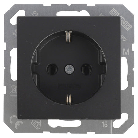 Jung A550 Inbouw Contactdoos 1-Voudig Randaarde Mat Zwart-866244