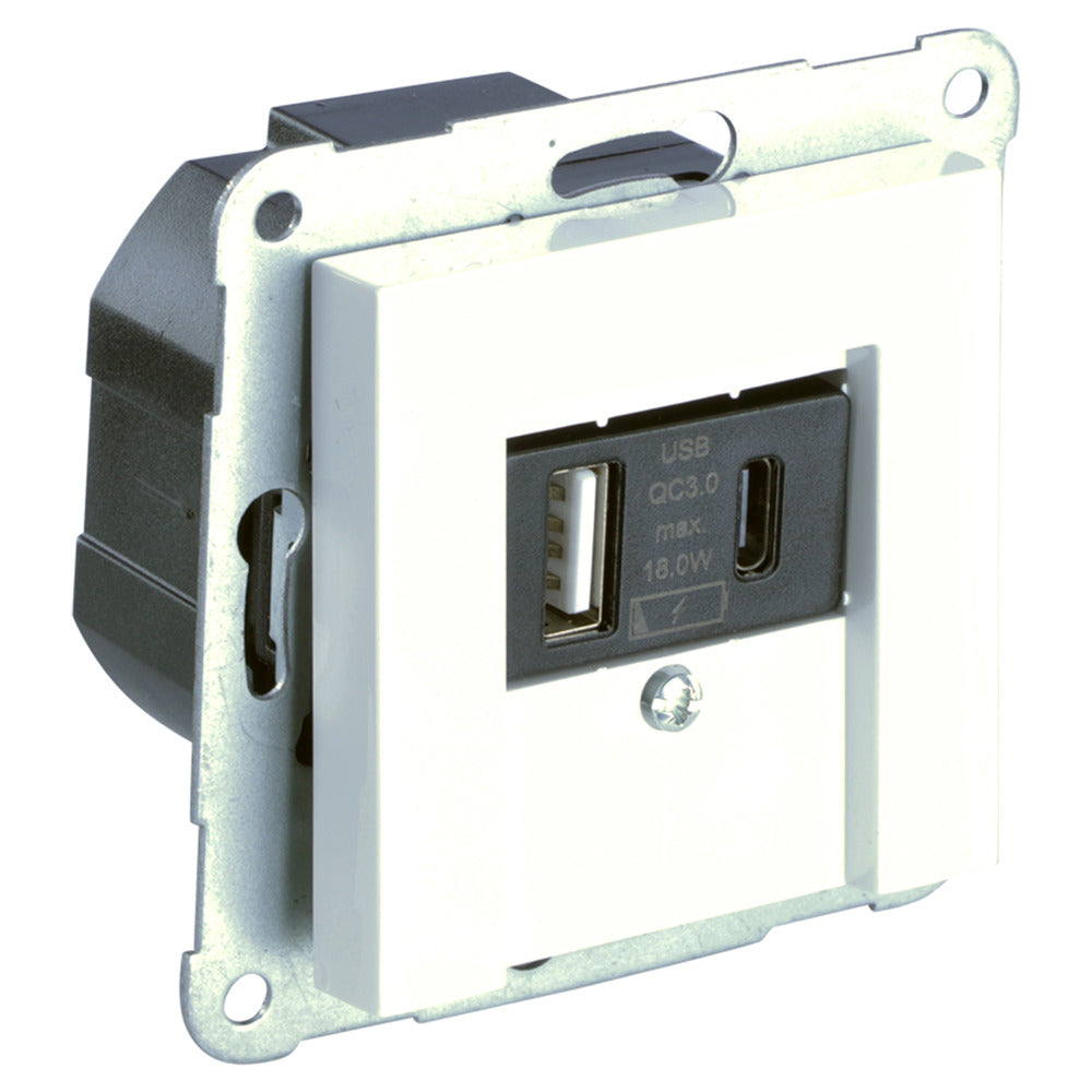 Gira System 55 Inbouw Contactdoos 1-Voudig USB A/C Polarwit-866251