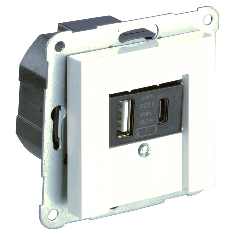 Gira System 55 Inbouw Contactdoos 1-Voudig USB A/C Polarwit-866251