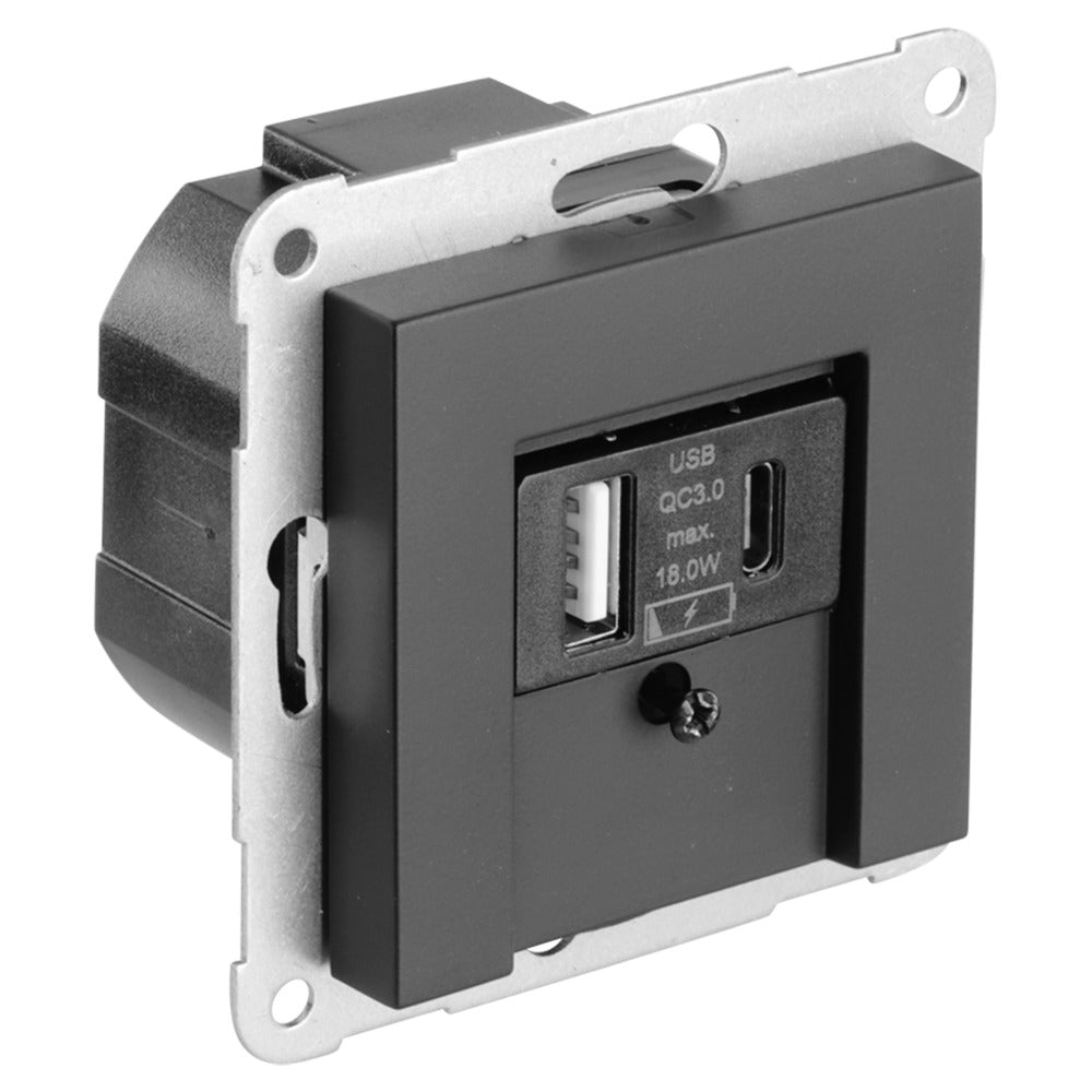 Gira E2 Inbouw Contactdoos 1-Voudig USB A/C Zwart-866254