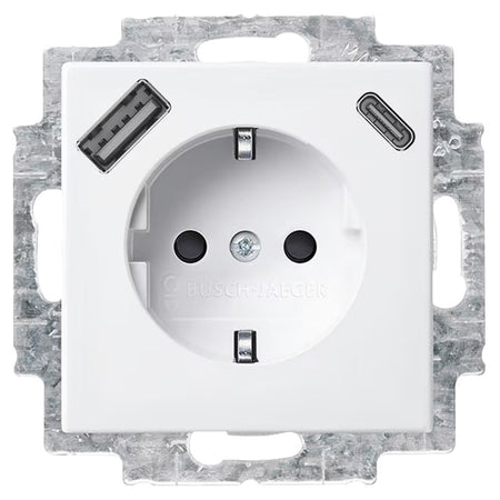 Busch-Jaeger Balance Contactdoos 1-Voudig Randaarde USB A/C Polarwit-866265