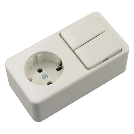 Berker Opbouw Combinatie Serieschakelaar Randaarde Polarwit-867471