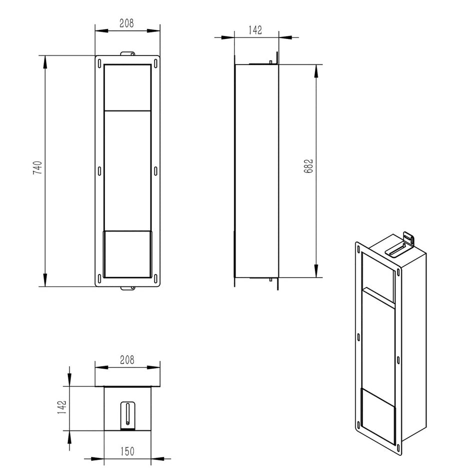 Dive Toiletrolhouder Zonder Klep en Reserverolhouder Inbouw RVS-867559