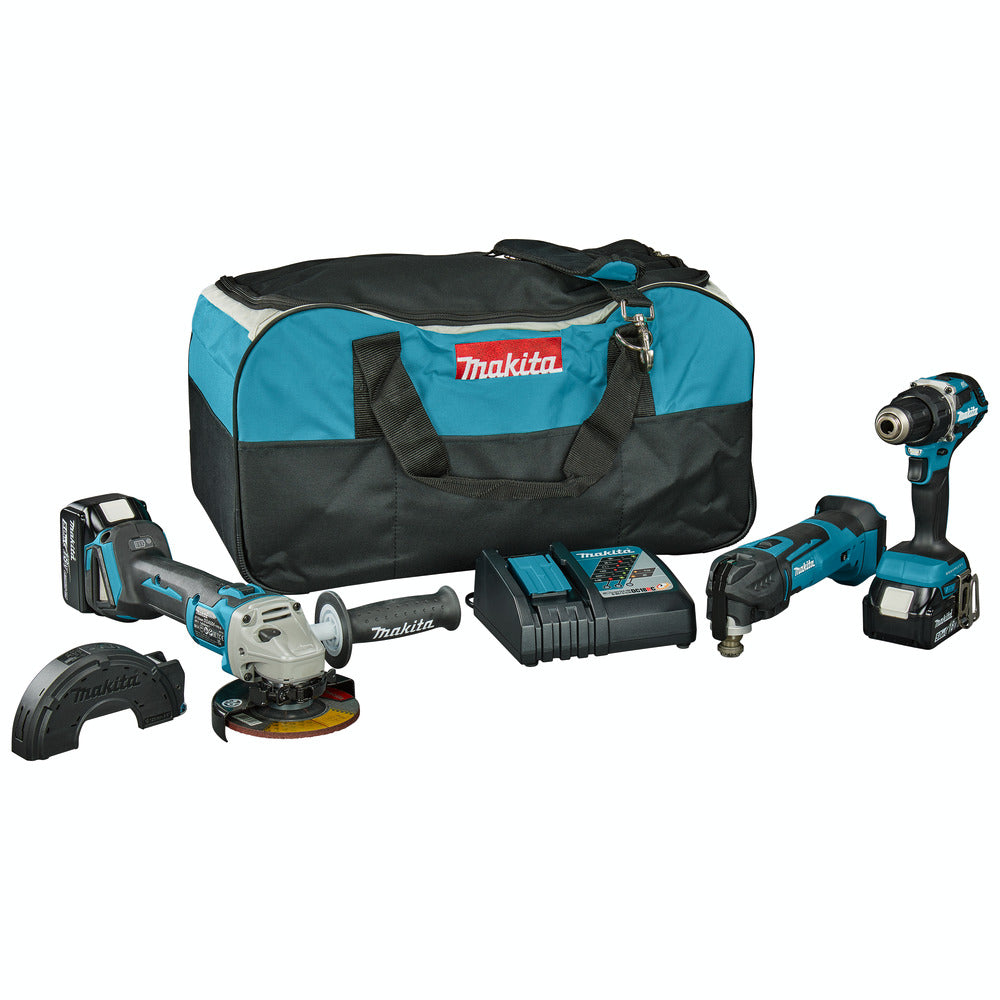 Makita Combiset DTM51Z Multitool/DDF484 Accuschroefboormachine/DGA504 Haakse Slijper/2xBL1850B/DC18RC/Toolbag 18V-879737