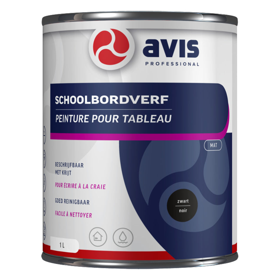 Avis Schoolbordverf Aqua Zwart 1L-890895