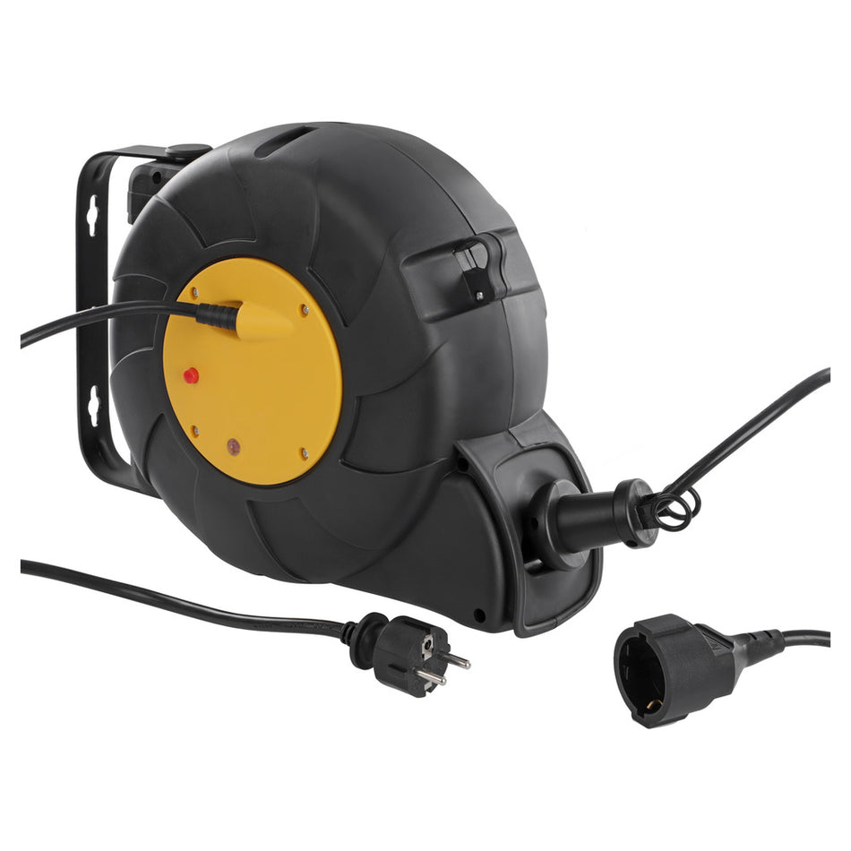 Q-link Kabelbox Oprolautomaat Randaarde 3x1,5mm Zwart/Geel 15 meter-895728