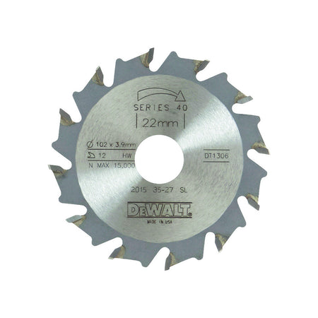 DeWALT Cirkelzaagblad Lamellenfrees Spaanbegrensd DT1306-QZ 102x3.9x22x12t-902591