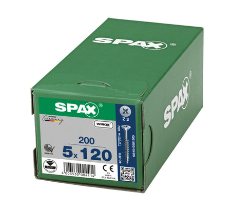 SPAX Universele Schroef Verzinkt VK 5x120mm Deeldraad PZ2 200st-918452