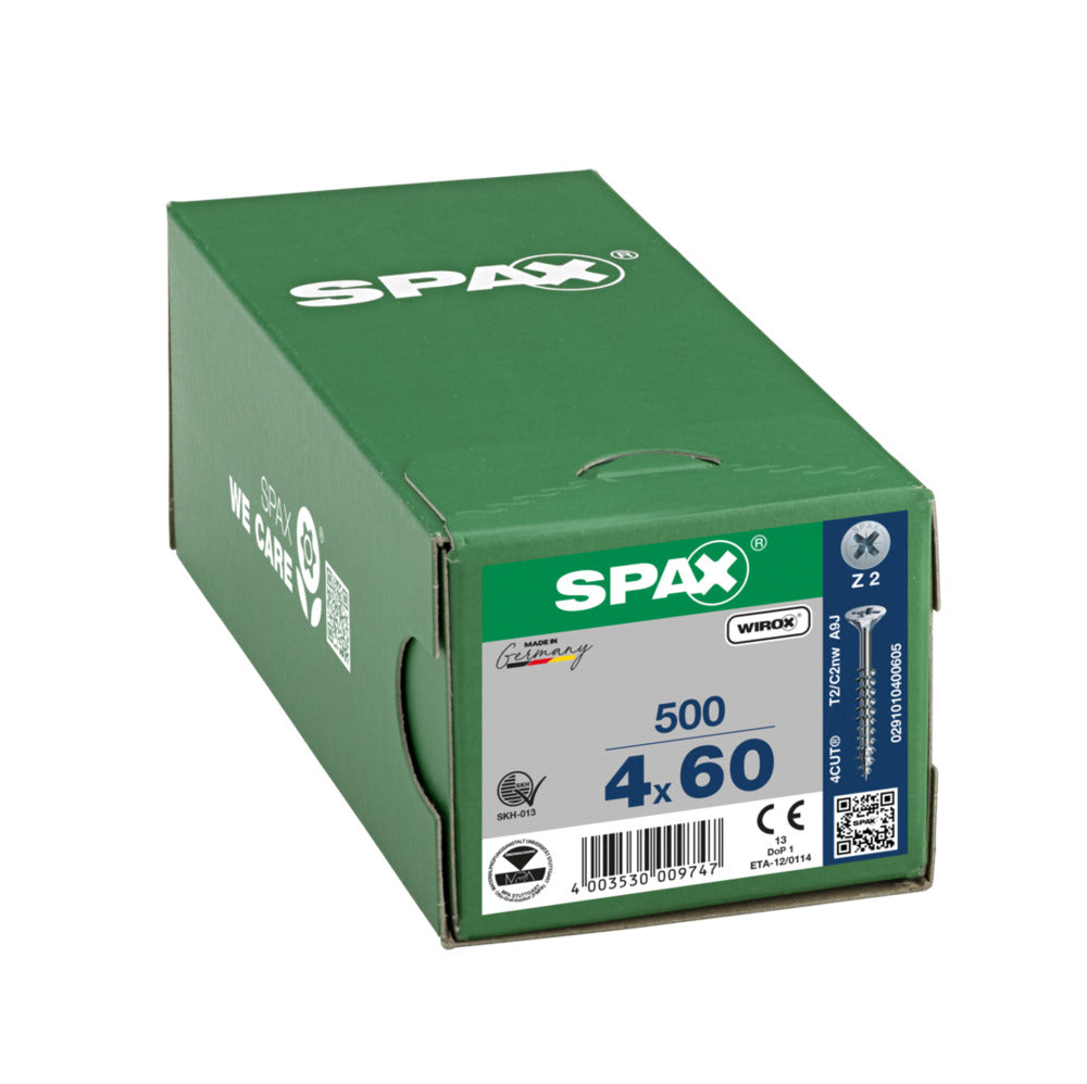 SPAX Universele Schroef Verzinkt VK 4x60mm Deeldraad PZ2 500st-918494