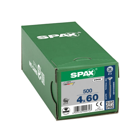 SPAX Universele Schroef Verzinkt VK 4x60mm Deeldraad PZ2 500st-918494