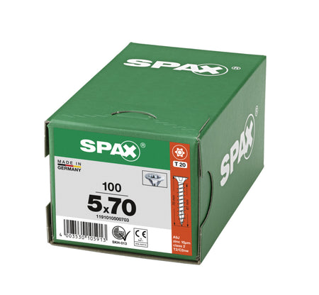 SPAX Universele Schroef Verzinkt VK 5x70mm Voldraad T-STAR Plus T20 100st-918535