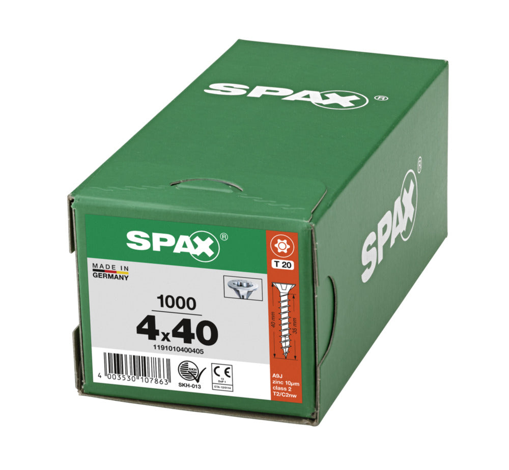SPAX Universele Schroef Verzinkt VK 4x40mm Voldraad T-STAR Plus T20 1000st-918541