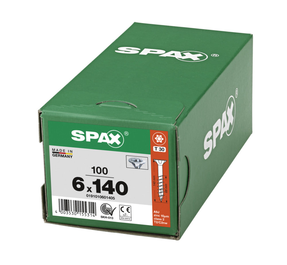 SPAX Universele Schroef Verzinkt VK 6x140mm Deeldraad T-STAR Plus T30 100st-918551