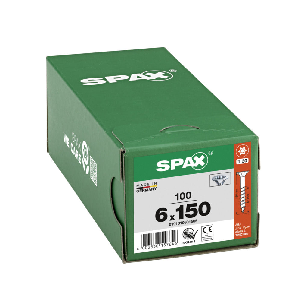SPAX Universele Schroef Verzinkt VK 6x150mm Deeldraad T-STAR Plus T30 100st-918563