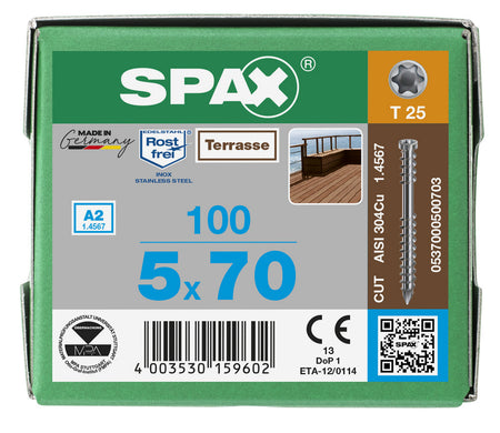 SPAX Terrasschroef RVS A2 CK T25-918567