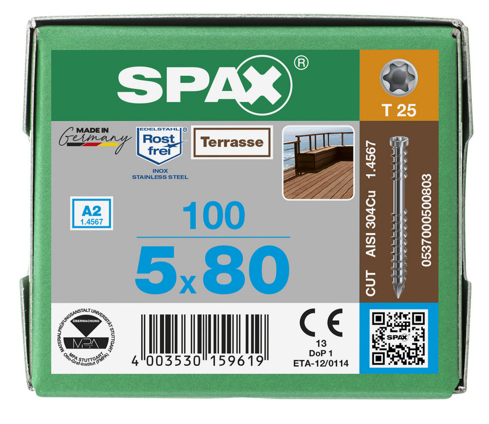 SPAX Terrasschroef RVS A2 CK T25-918568