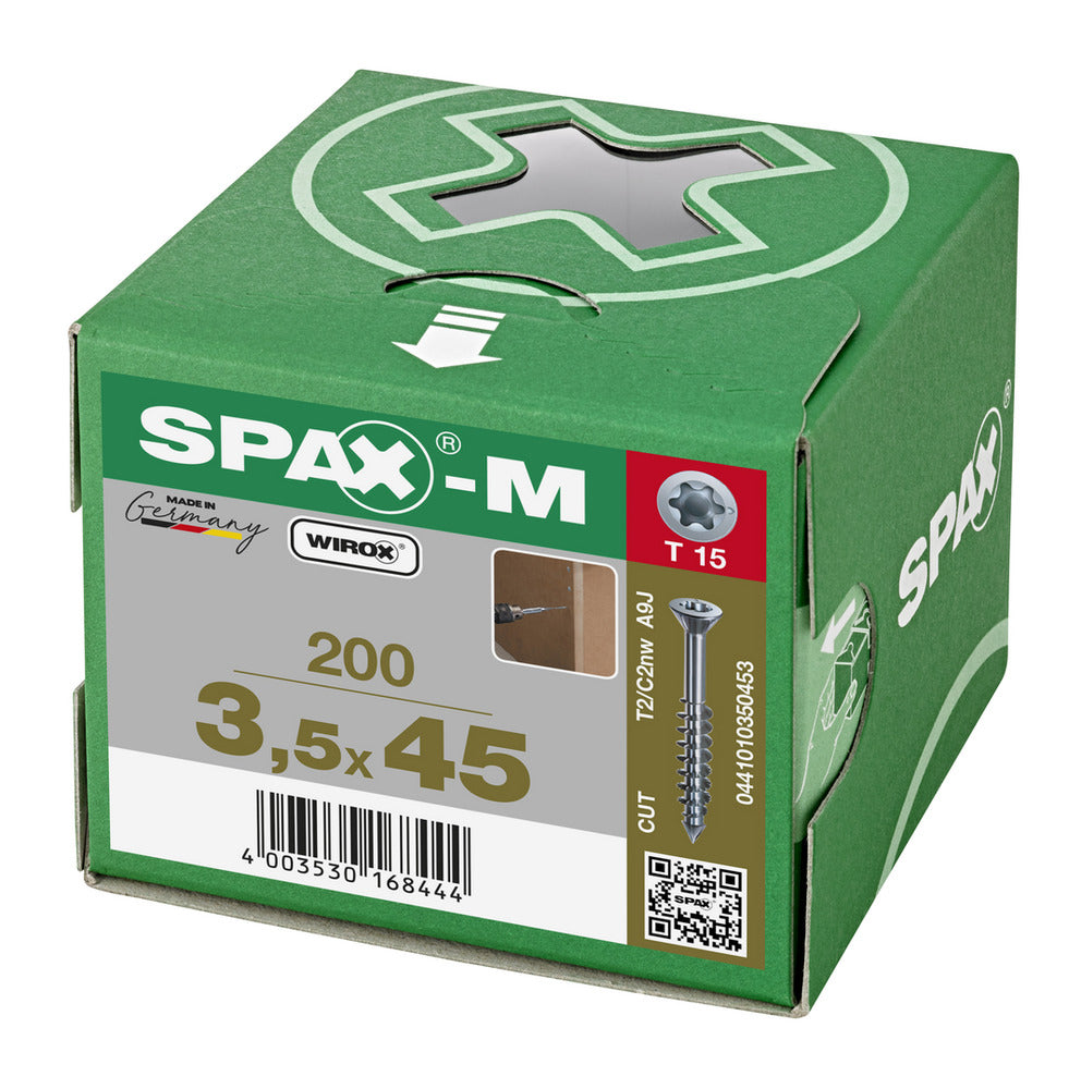 SPAX MDF Schroef Verzinkt VK Deeldraad 200st-918607