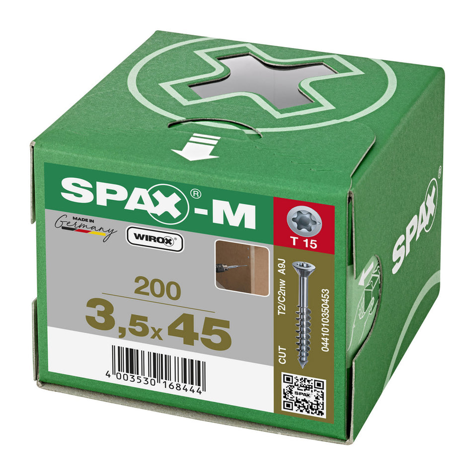 SPAX MDF Schroef Verzinkt VK Deeldraad 200st-918607