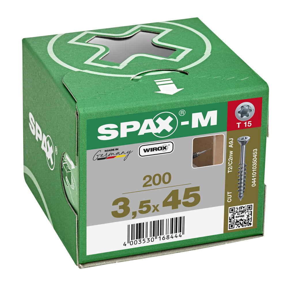 SPAX MDF Schroef Verzinkt VK Deeldraad 200st-918607