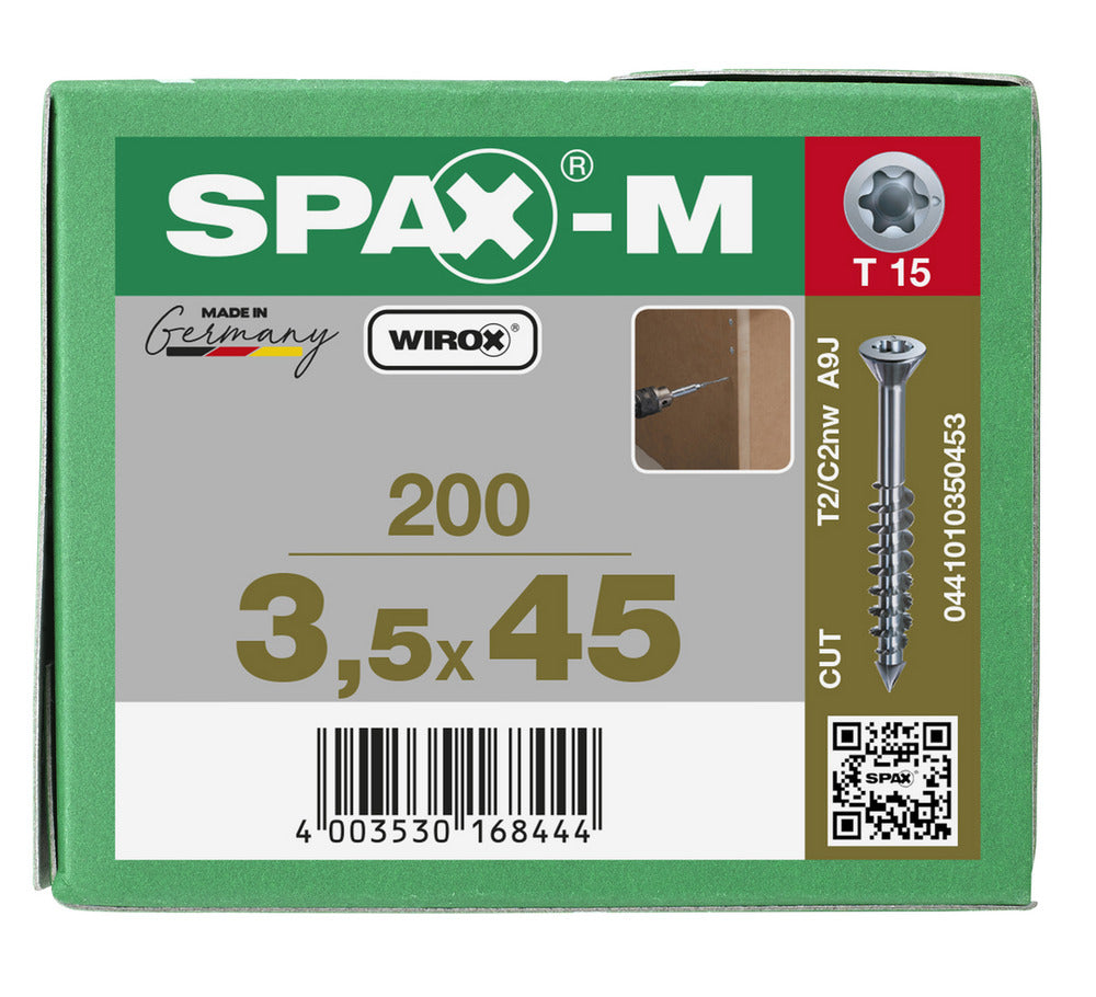 SPAX MDF Schroef Verzinkt VK Deeldraad 200st-918607