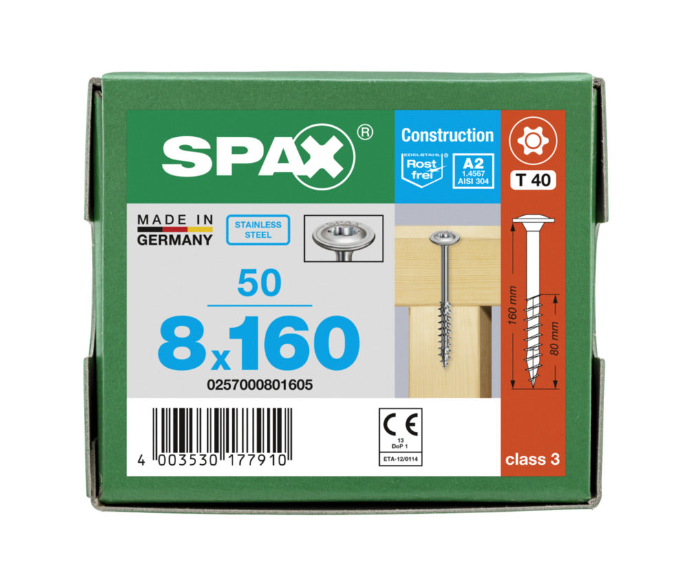 SPAX Tellerkopschroef RVS A2 DK Deeldraad T-STAR Plus T40 50st-918612