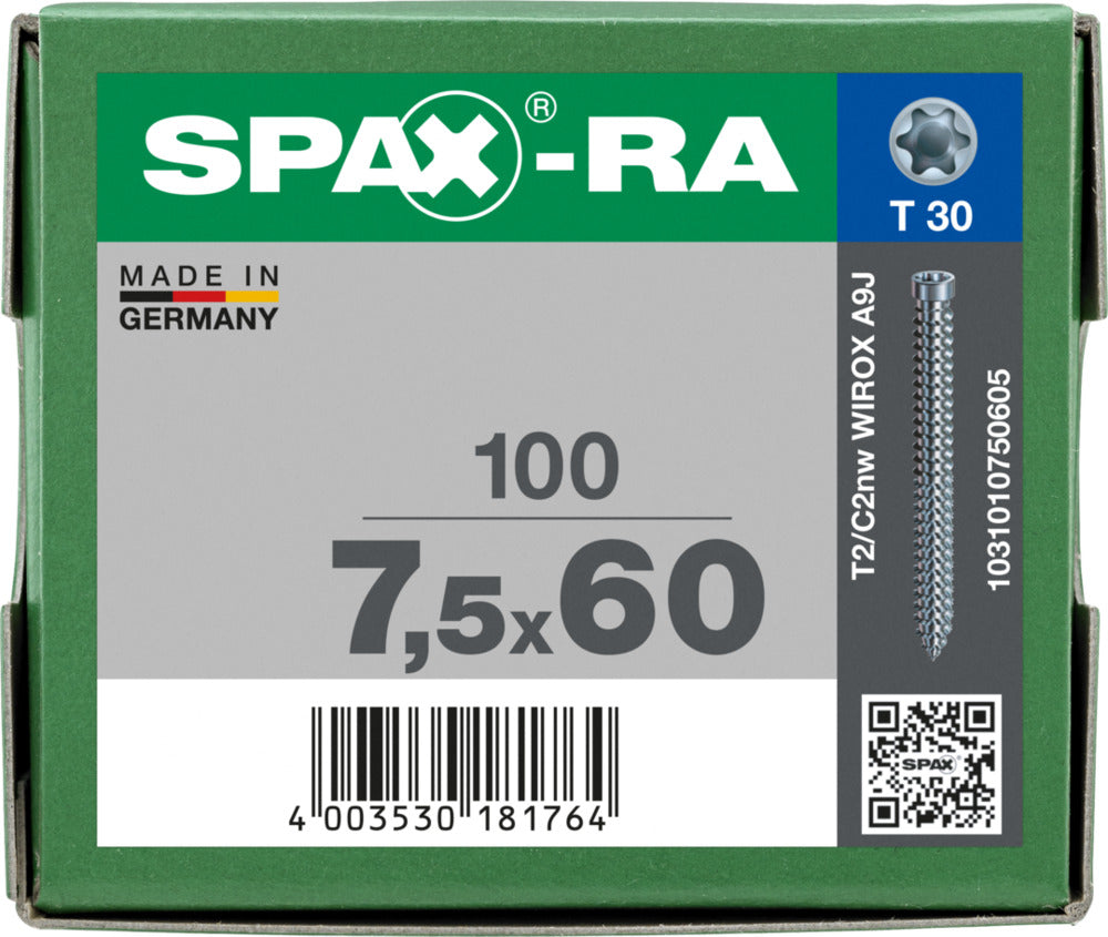 SPAX Kozijnschroef Verzinkt CK Voldraad T30 100st-918613