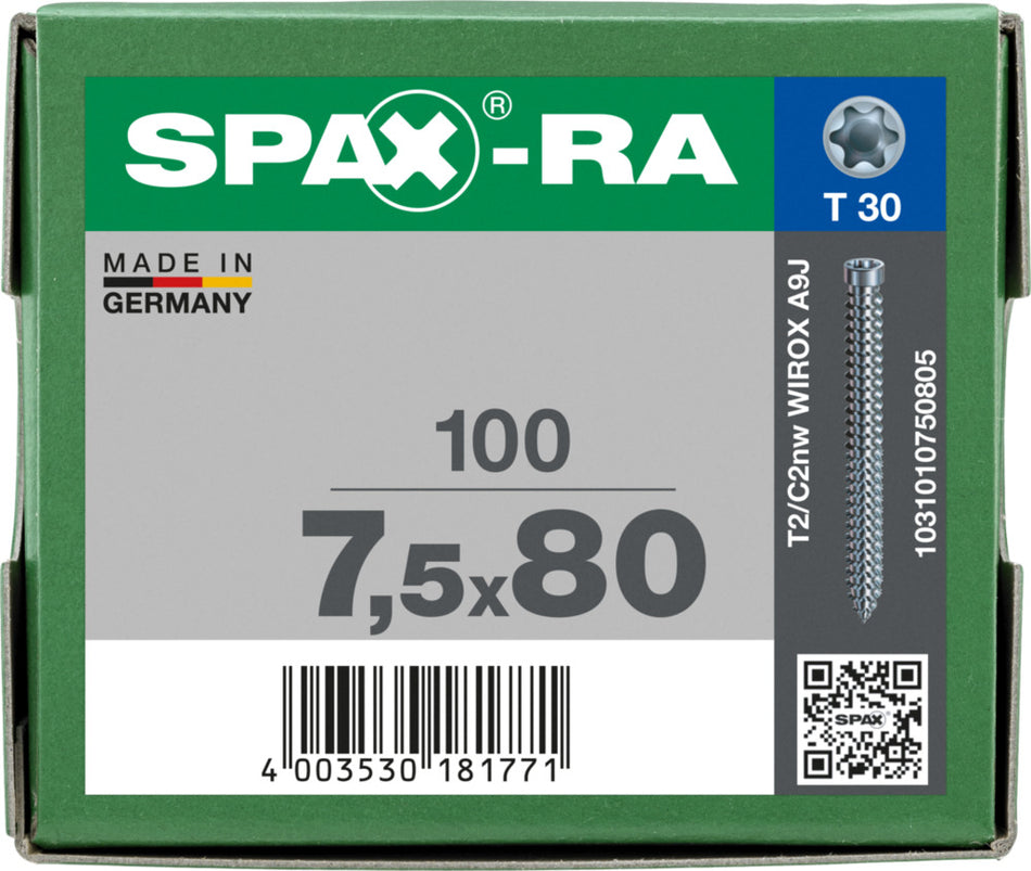 SPAX Kozijnschroef Verzinkt CK Voldraad T30 100st-918614