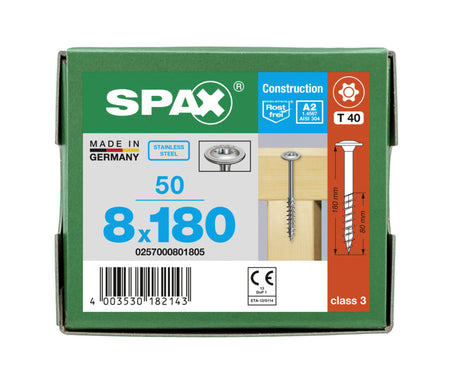 SPAX Tellerkopschroef RVS A2 DK Deeldraad T-STAR Plus T40 50st-918616