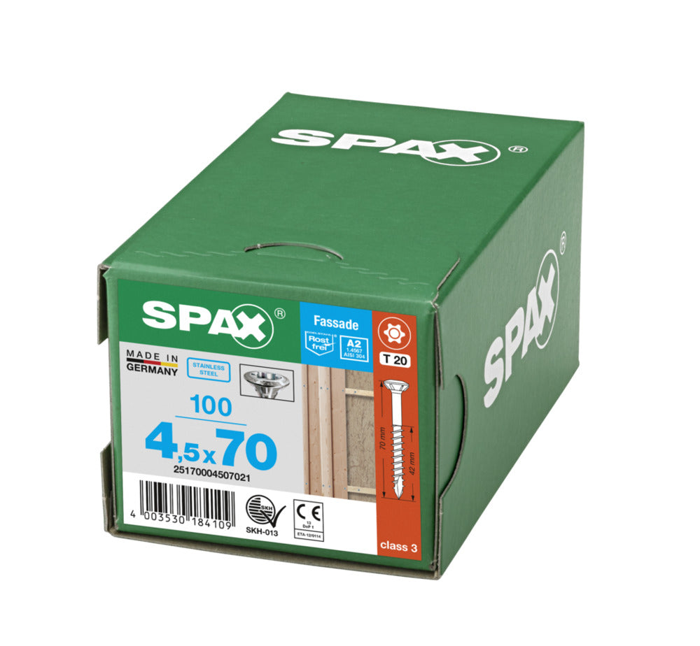 SPAX Gevelschroef RVS A2 LK 4,5x70mm Deeldraad T-STAR Plus T20 100st-918620