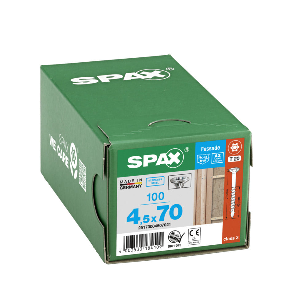 SPAX Gevelschroef RVS A2 LK 4,5x70mm Deeldraad T-STAR Plus T20 100st-918620