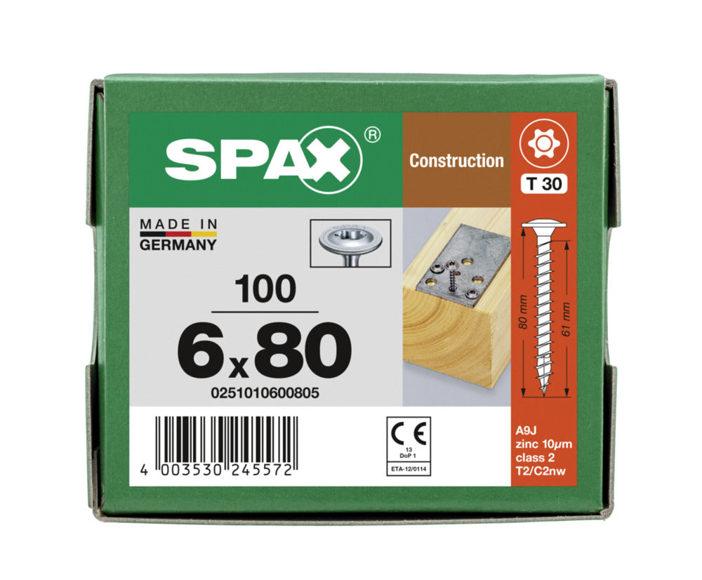 SPAX Tellerkopschroef Verzinkt DK Voldraad T30-918628