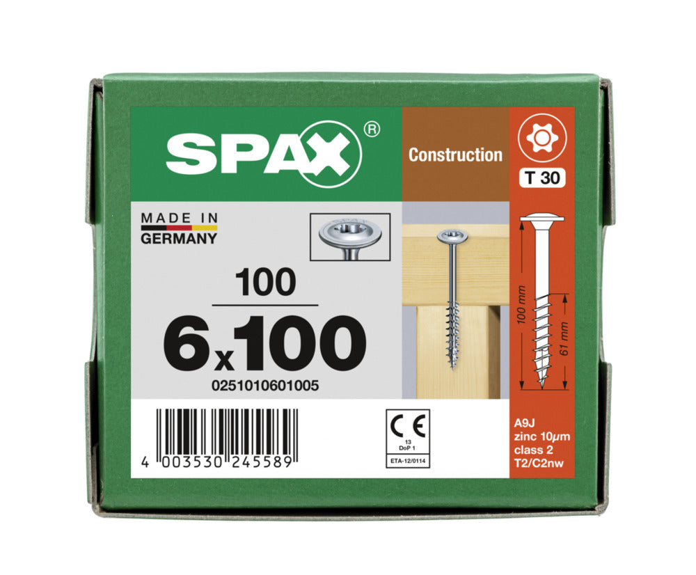 SPAX Tellerkopschroef Verzinkt DK Deeldraad T3 100st-918629