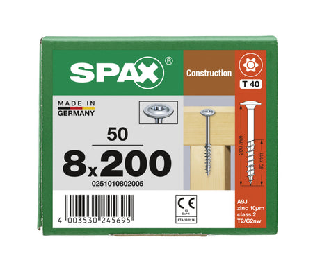 SPAX Tellerkopschroef Verzinkt DK Deeldraad T40 50st-918636