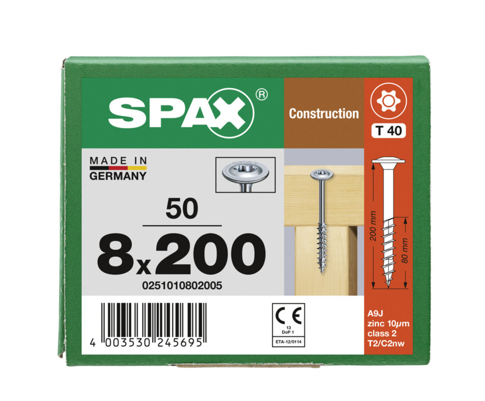 SPAX Tellerkopschroef Verzinkt DK Deeldraad T40 50st-918636