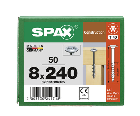 SPAX Tellerkopschroef Verzinkt DK Deeldraad T40 50st-918637