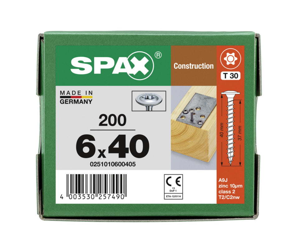 SPAX Tellerkopschroef Verzinkt DK Voldraad T30-918641