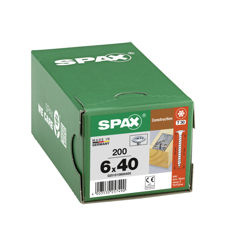SPAX Tellerkopschroef Verzinkt DK Voldraad T30-918641