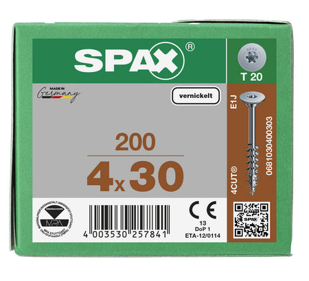 SPAX Corpusschroef Vernikkeld Deeldraad T20 200st-918642