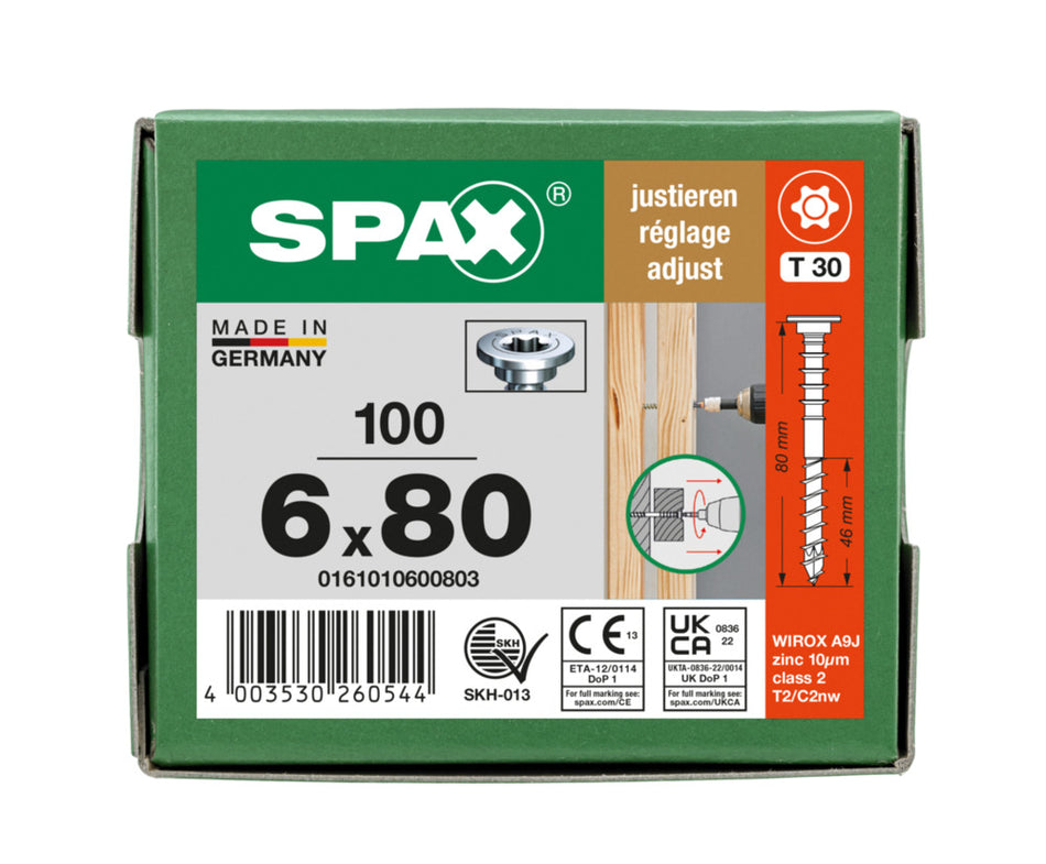 SPAX Stelschroef Verzinkt PK Deeldraad T-STAR Plus T30 100st-918647