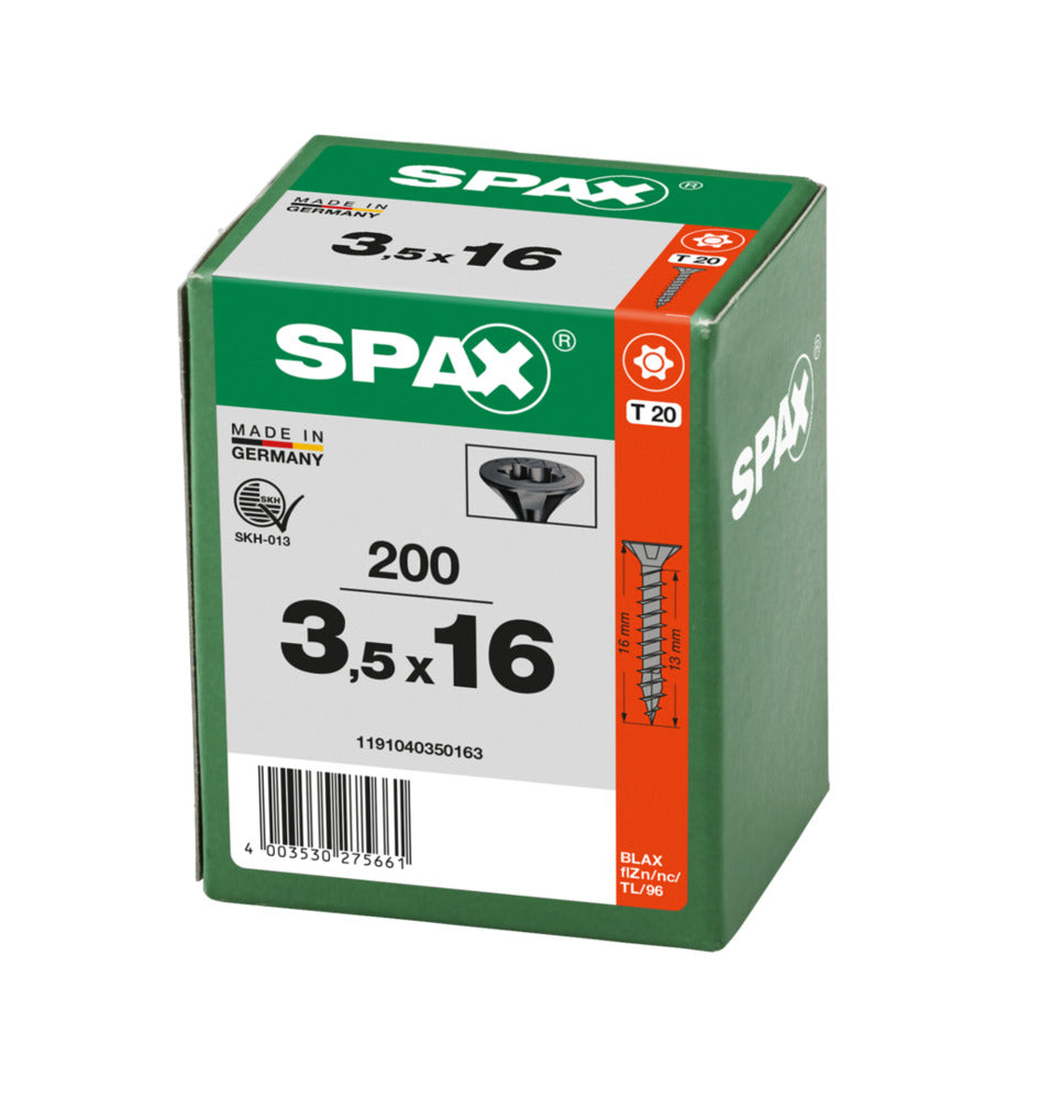 SPAX Universele Schroef Verzinkt VK Voldraad Zwart T20 200st-918651
