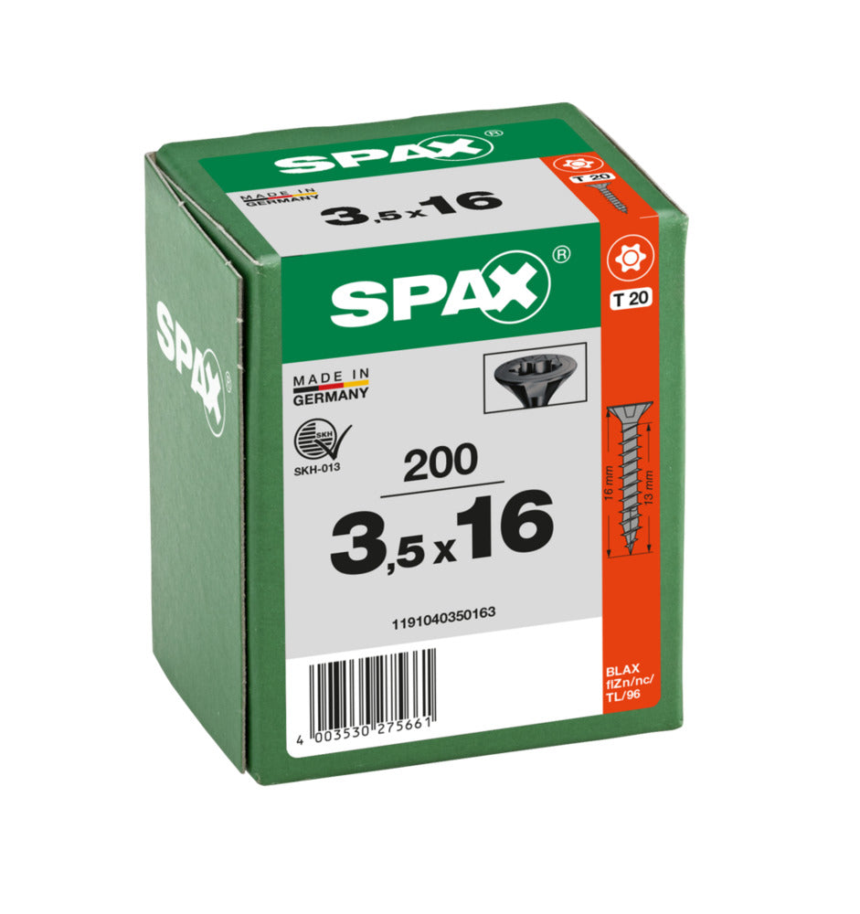 SPAX Universele Schroef Verzinkt VK Voldraad Zwart T20 200st-918651