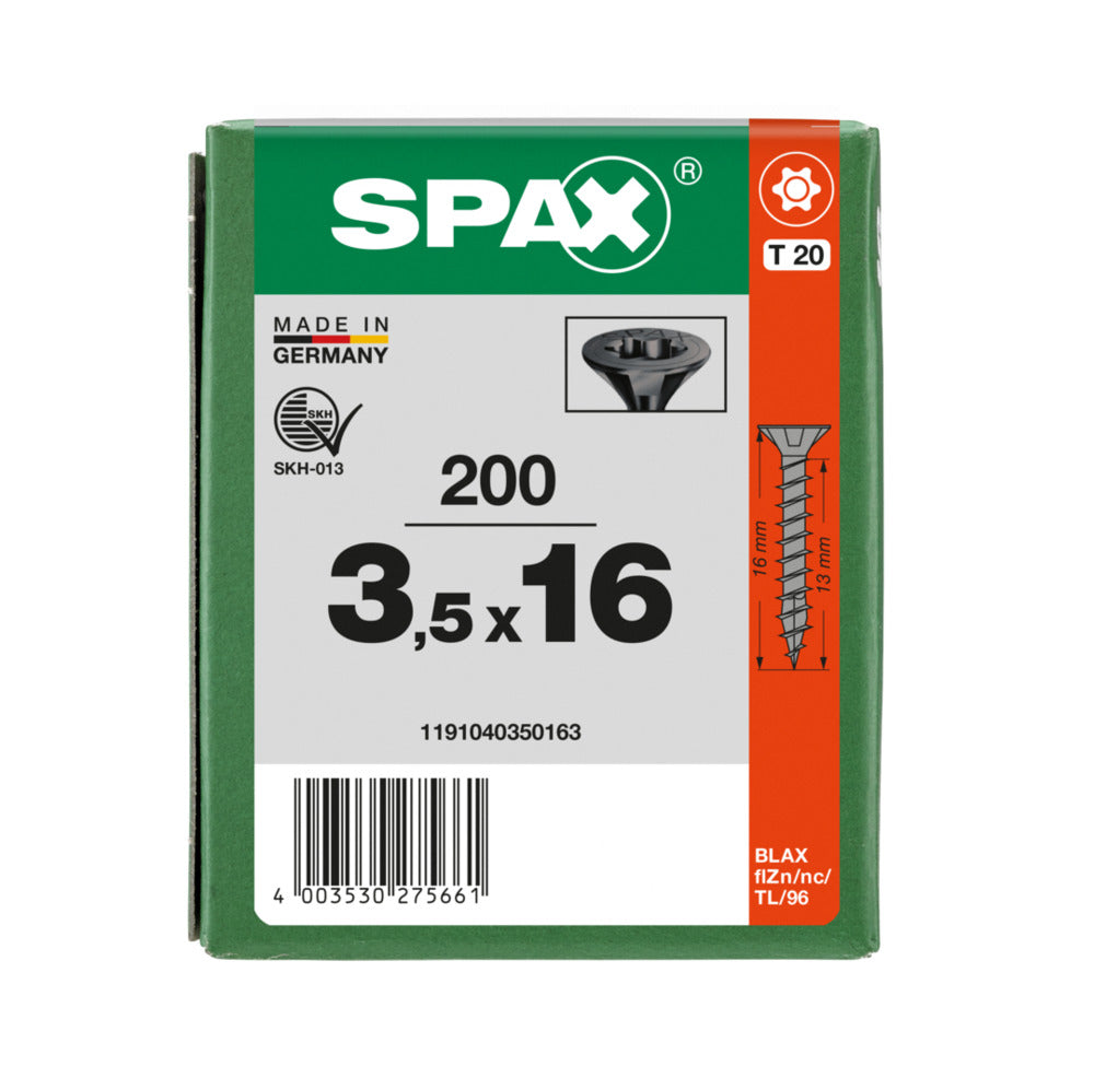 SPAX Universele Schroef Verzinkt VK Voldraad Zwart T20 200st-918651