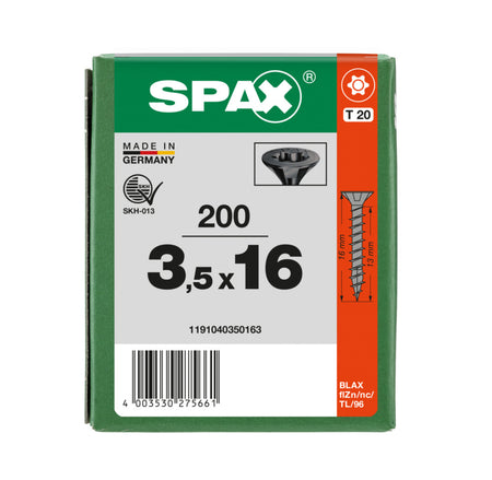 SPAX Universele Schroef Verzinkt VK Voldraad Zwart T20 200st-918651
