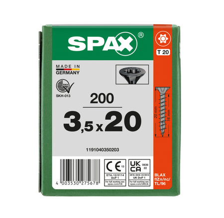 SPAX Universele Schroef Verzinkt VK Voldraad Zwart T20 200st-918652