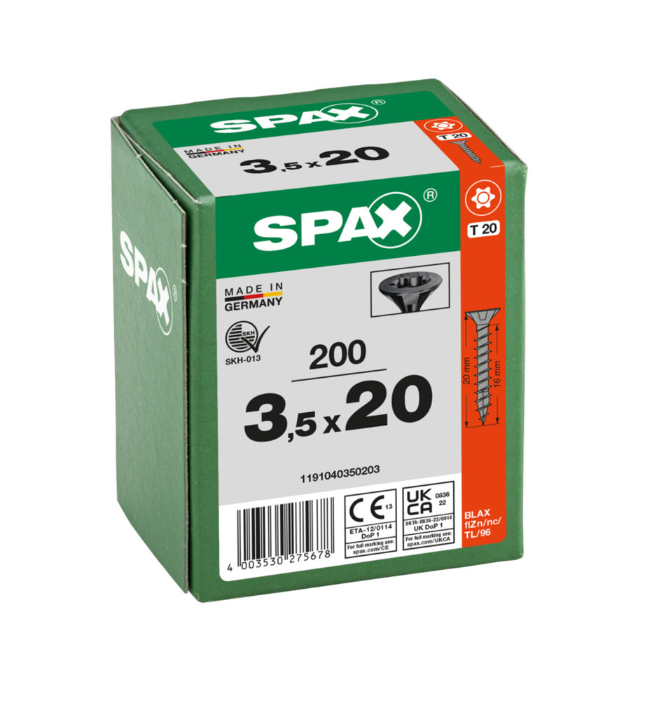 SPAX Universele Schroef Verzinkt VK Voldraad Zwart T20 200st-918652