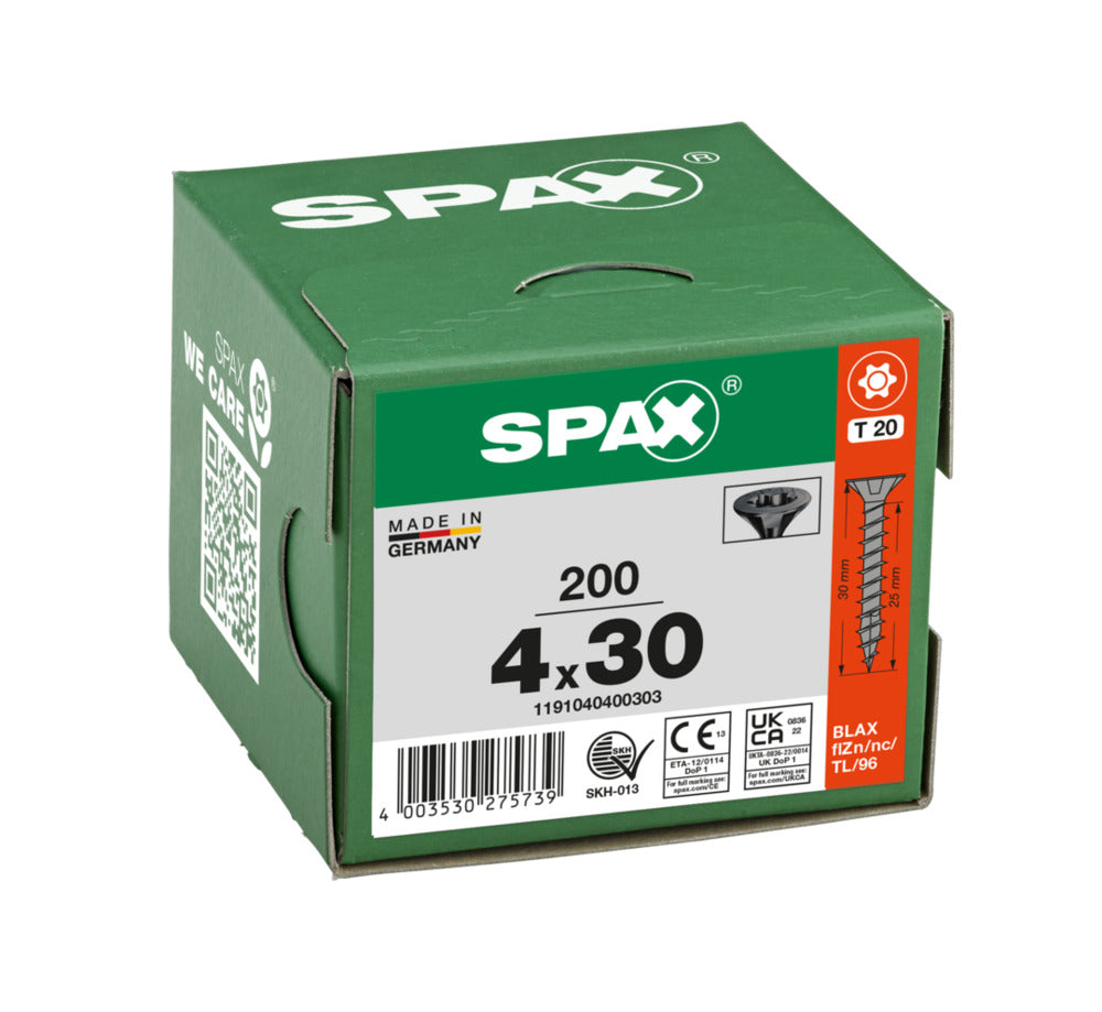 SPAX Universele Schroef Verzinkt VK Voldraad Zwart T20 200st-918653