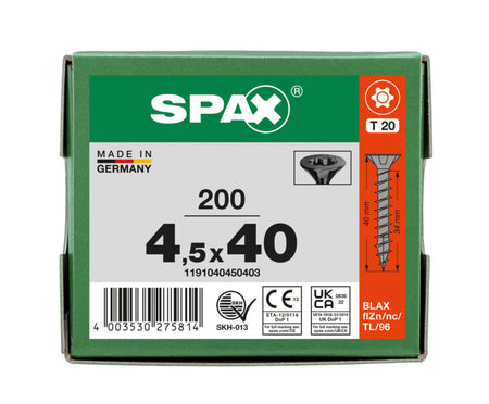 SPAX Universele Schroef Verzinkt VK Voldraad Zwart T20 200st-918656