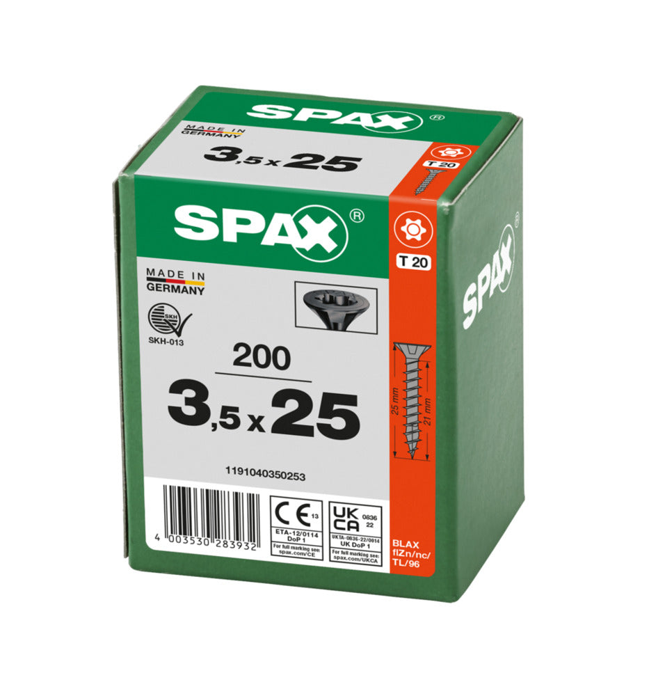 SPAX Universele Schroef Verzinkt VK Voldraad Zwart T20 200st-921986