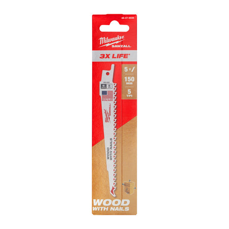 Milwaukee Reciprozaagblad Sawzall Hout Thin Kerf 5-Tpi 5st-927754