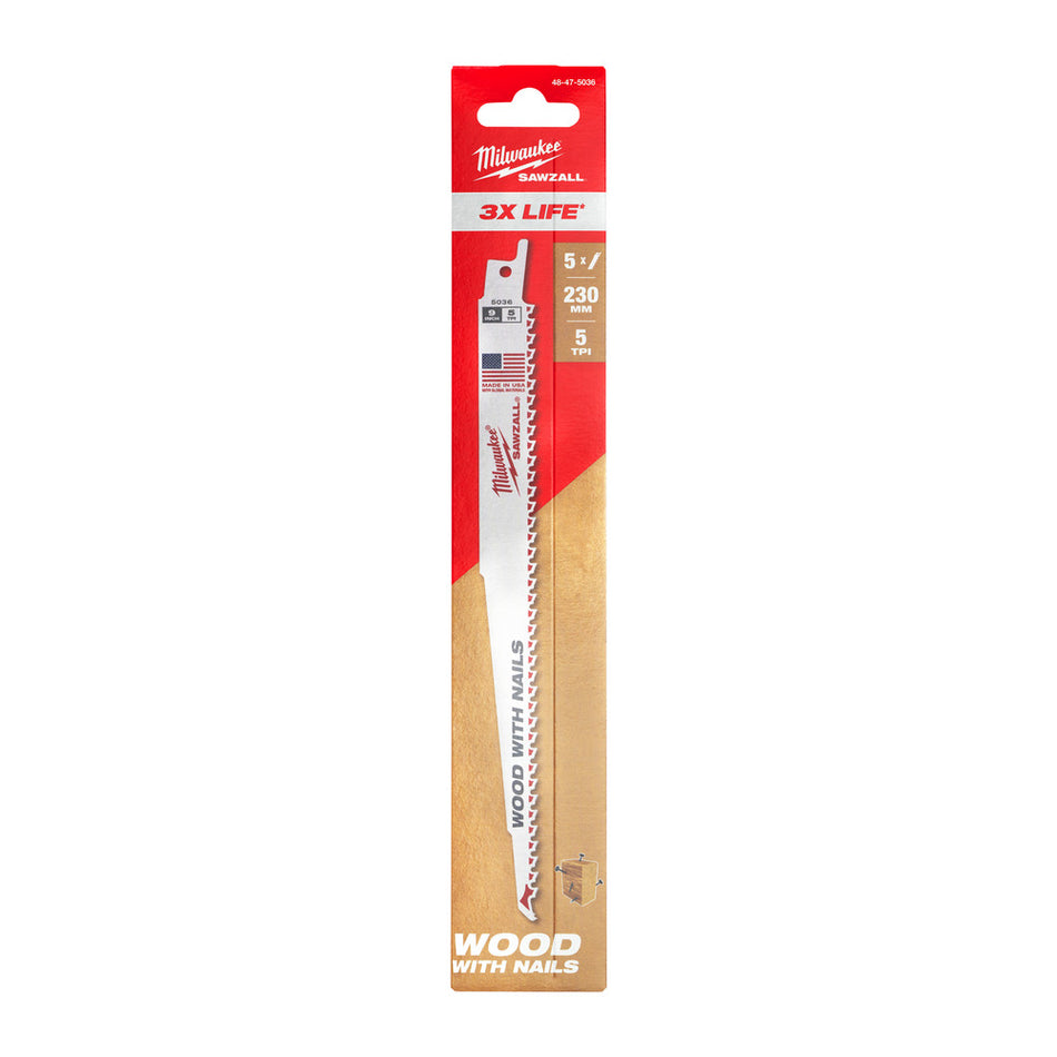 Milwaukee Reciprozaagblad Sawzall Hout Thin Kerf 5-Tpi 5st-927755